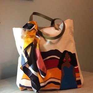 Canvas Toto great colors with faux silk scarf.